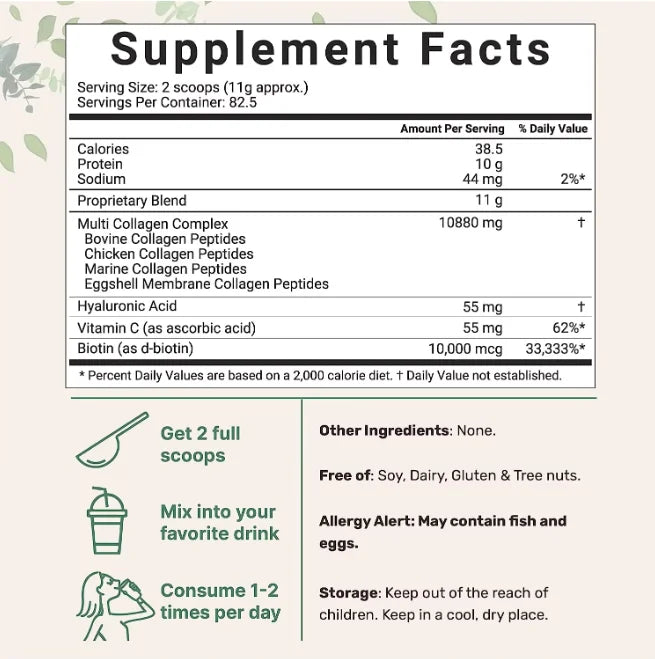 TikTok Hot Sale Collagen Protein Powder with Vitamin C Powder Keto-Vriendelijke, Multi-Collagen Peptide Powder Supplement