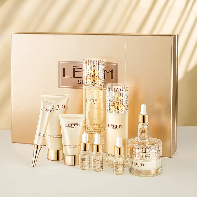 Anti Aging Hydrating Brightening Skincare Ten Piece Set with Ginseng Peptide for Nourished and Radiant Skin Ginseng Peptide Set