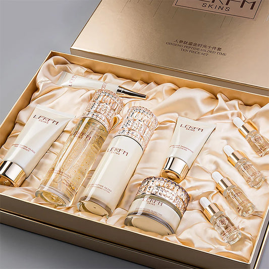 Anti Aging Hydrating Brightening Skincare Ten Piece Set with Ginseng Peptide for Nourished and Radiant Skin Ginseng Peptide Set